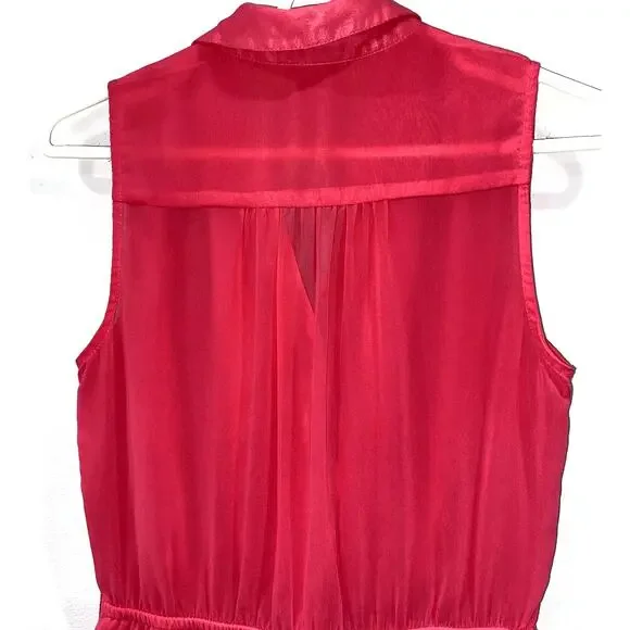 Charlotte Russe Fuchsia Pink Button Up Sleeveless Mini Dress Small S Bright - Picture 6 of 13